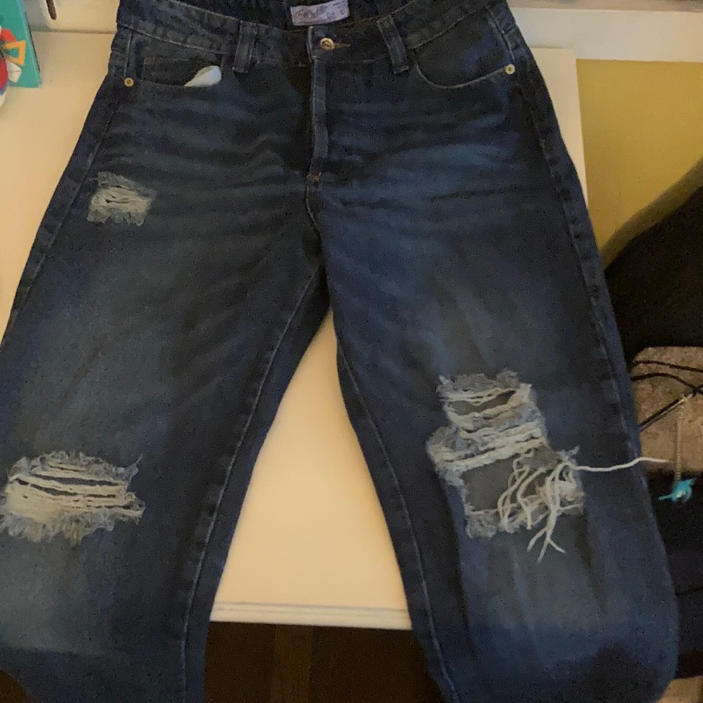 Blue jeans with rips!